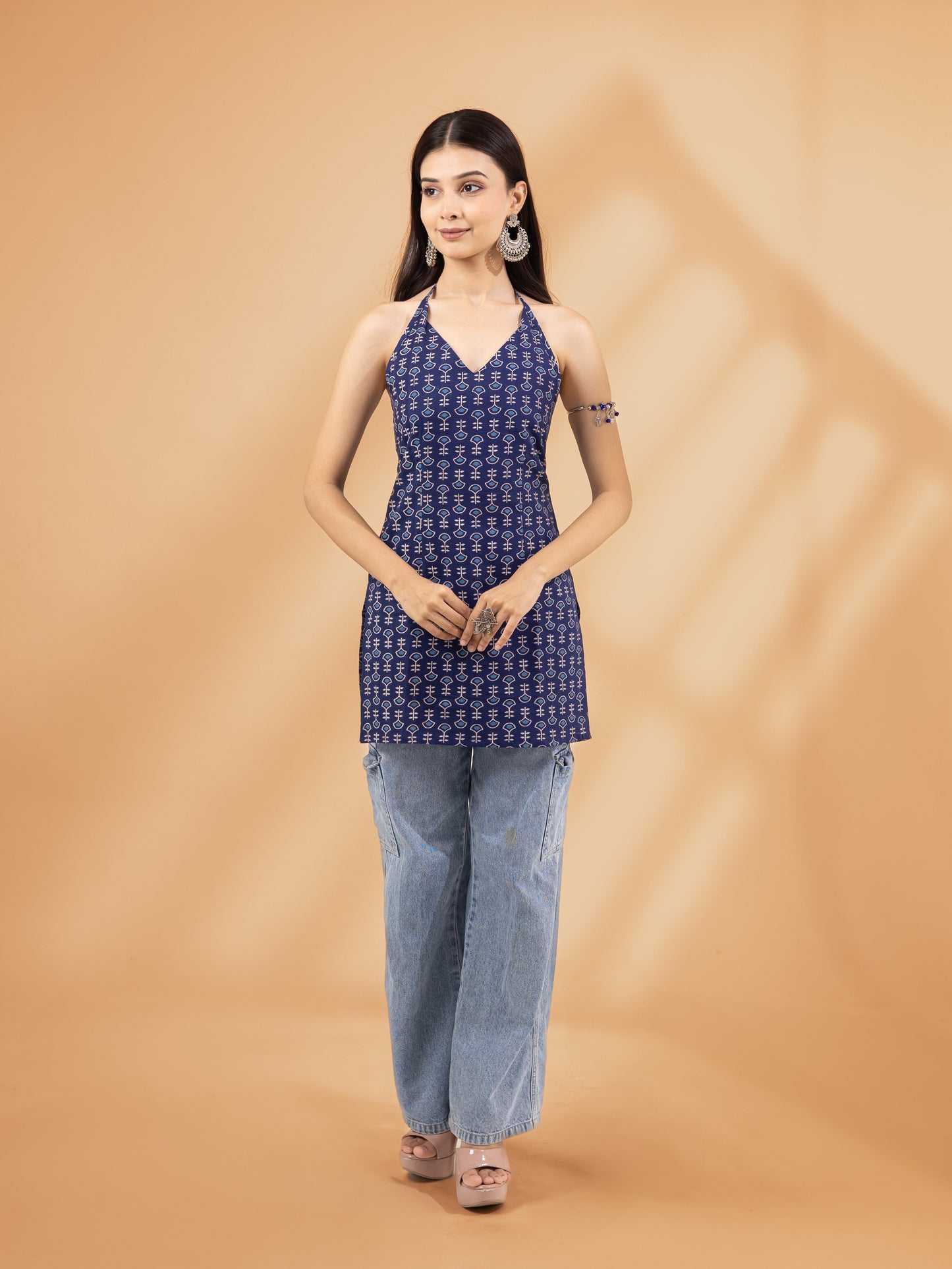 Vyanika Indigo Tribel Motif Kurti