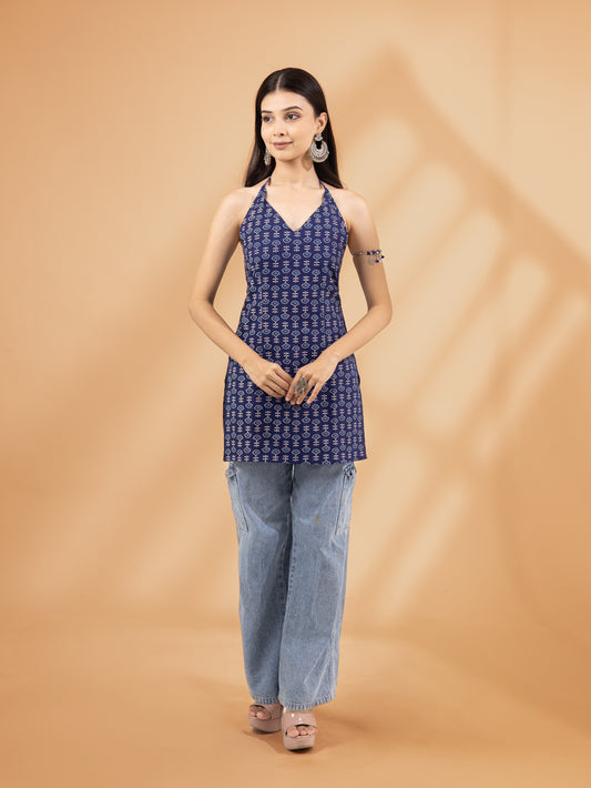 Vyanika Indigo Tribel Motif Kurti