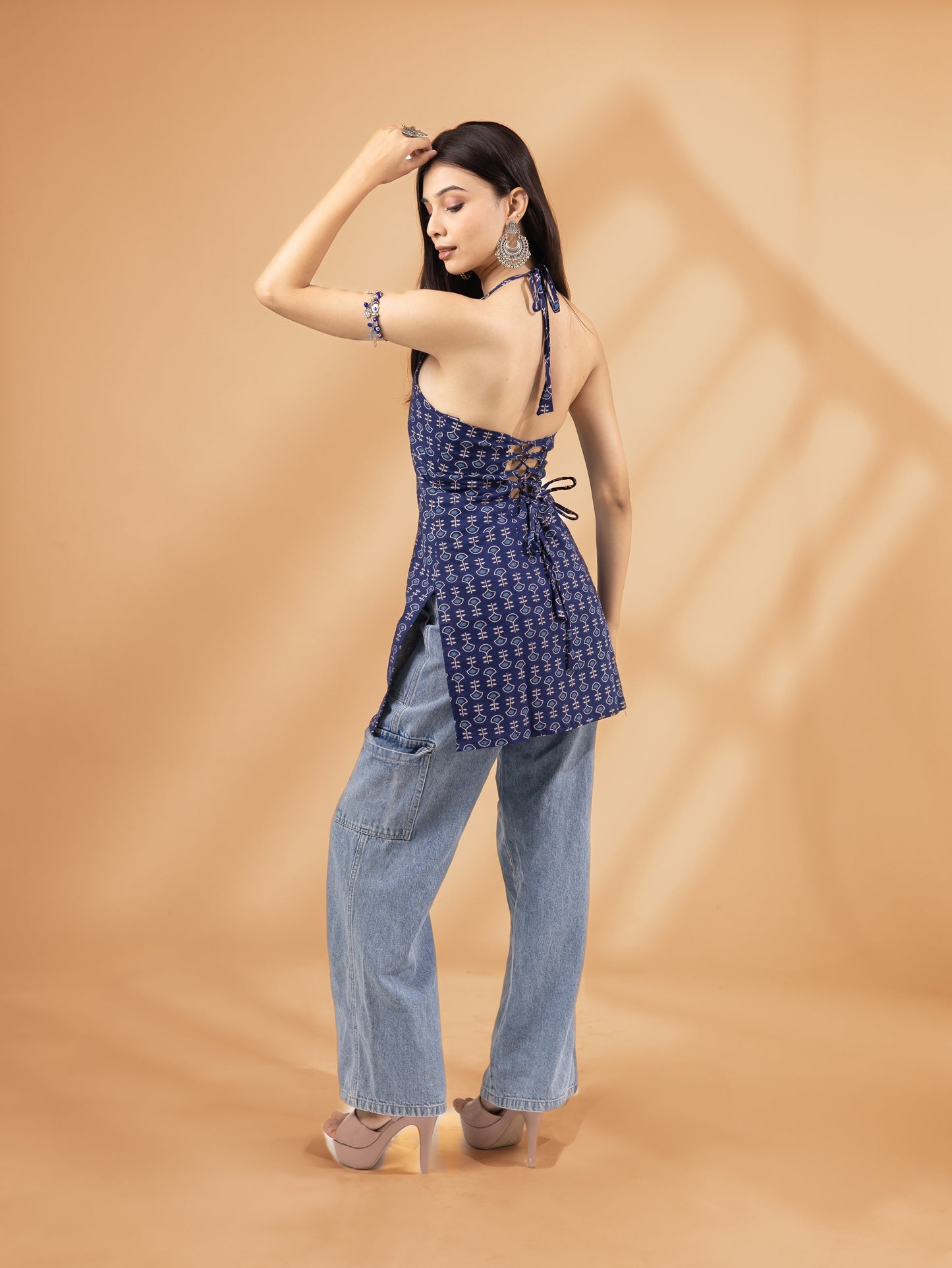 Vyanika Indigo Tribel Motif Kurti